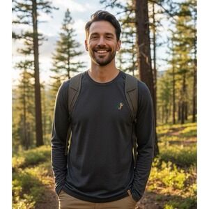 Tentree Long Sleeve Crewneck Tee Dark Heather Gray Size 10 Sustainable